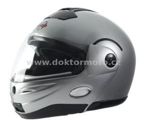 Openable FU1 motorcycle helmet - silver (Motowell)